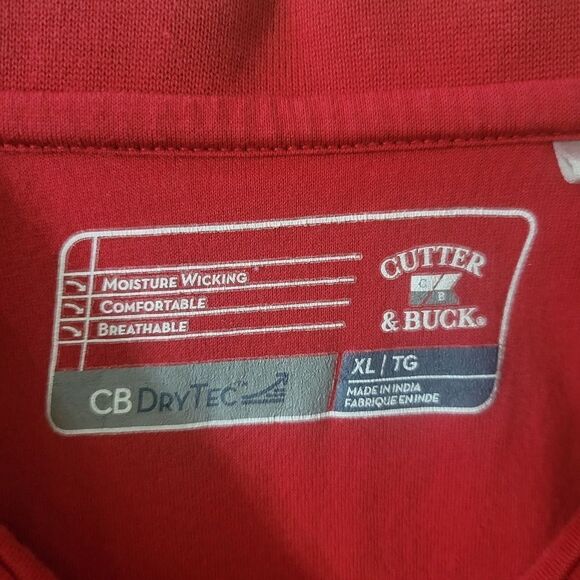 Cutter & Buck CB Drytec Solid Red Mens Short Sleeve Polo - Picture 4 of 14